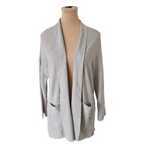 Wilfred Aritzia Grey Silk and Cashmere Blend Cardigan With Eyelet Back Sz S